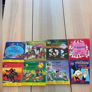 Vintage 70’s! 8 Walt Disney Stories with Vinyle records in French (K)